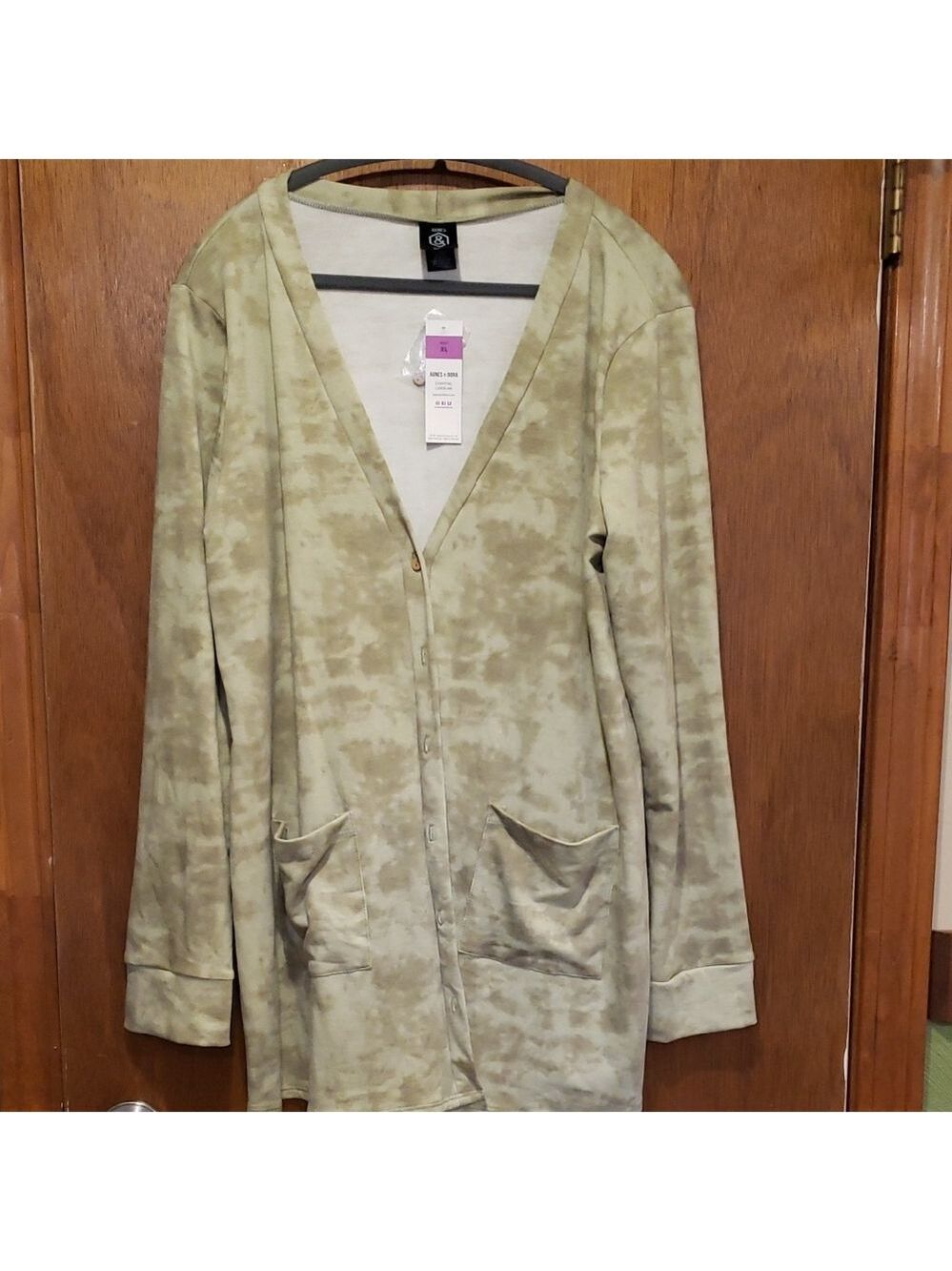 Agnes & Dora Olive Green Tie-Dye Cardigan - Picture 1 of 9